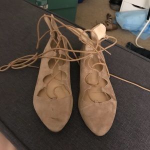 Lace up suede flats